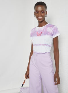 Buy Tie-Dye Butterfly Embroidered T-Shirt Purple/White in Saudi Arabia