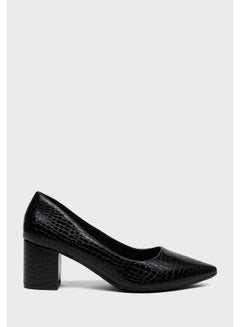pointed toe block heel pumps