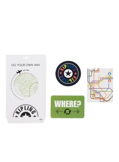 Buy 3-Piece Lugage Personalization Sticker With Tag Set Multicolour in UAE