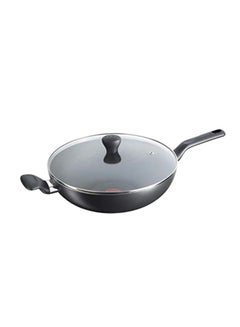 Buy Super Cook28Cm Wok Pan, Aluminum Non-Stick Easy Clean Black/Clear 28cm in UAE