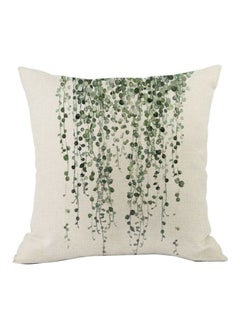 Buy Natural Ink Painting Cushion Cover White/Green 45x45cm in UAE