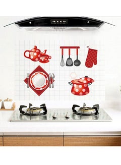 Buy Kitchen Oil-Proof Sticking Aluminum Foil Sticker Red/Black/White 60x90cm in Saudi Arabia