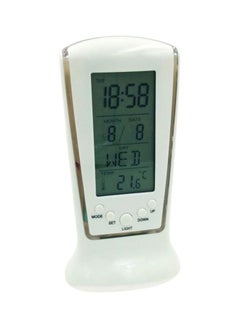 Buy LED Digital Alarm Clock White/Silver 12.5x6.5x5cm in UAE