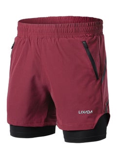 Buy Men 2 in 1 Quick Drying Breathable Jogging Shorts XL in UAE