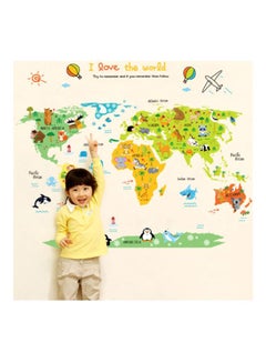 اشتري Animal World Map Wall Sticker Multicolour 60 x 90centimeter في الامارات