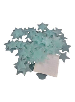 Buy 100-Piece Plastic 3D Stars Glow In The Dark Luminous Wall Stickers Blue in UAE