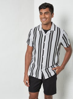 Buy Striped Short Sleeve Shirt Optic White/Jet Black in Saudi Arabia
