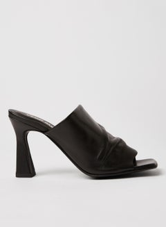 Buy High Heel Leather Sandals Black in Saudi Arabia