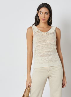 Buy Knitted Sleeveless Top Beige in Egypt