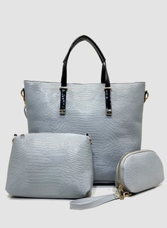 Buy 3 Piece Casual Handbag For Women Set Grey in Saudi Arabia