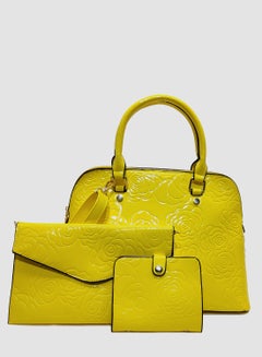 Buy 3 Piece Casual Handbag For Women Set Yellow in UAE
