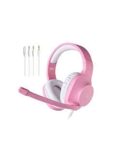 Buy Wired Gaming Headset Over-Ear Headphones With Mic Volume Control, Noise Canceling For PC, MAC, PS4, Xbox ,-SA-721-Pink in Saudi Arabia