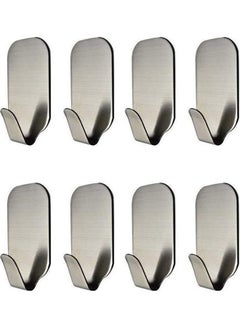 Buy 8-Piece Self-Adhesive Wall Hooks Silver 3x5.5cm in UAE