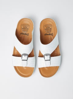 Buy Textured Strap Sandals White in UAE