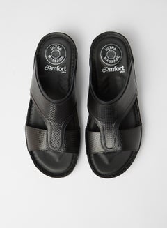 Buy Patterned Strap Sandals Black in Saudi Arabia