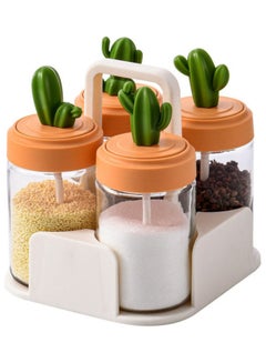 Buy 5-Piece Glass Cactus Spice Jar Multicolour 14.5x15.5x15.5cm in Saudi Arabia