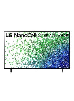 اشتري تلفزيون بشاشة سينمائية مقاس 55 بوصة  من سلسلة 80 بجودة 4K حقيقية وتقنية النانوسيل وألوان نانو ومعالج رباعي النواة (إصدار عام 2021) 55NANO80VPA أسود في الامارات