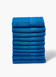 اشتري طقم مناشف حمام فائقة الامتصاص وسريعة الجفاف مصنوعة من نسيج تيري قطني بنسبة 100٪ بوزن 400 جرام لكل متر مربع مكون من 10 قطع - يتضمن 10 مناشف للوجه - لون أزرق أزرق 40 x 60سم في الامارات
