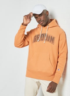 Buy College Reverse Weave Hoodie Orange in UAE