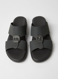 Buy Buckle Detailed Strap Sandals Grey in Saudi Arabia