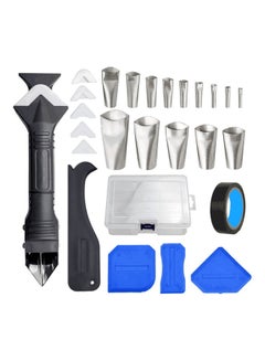 Buy 27-Piece Caulking Nozzle Applicator Finishing Tool with Storage Case Multicolour in UAE