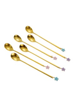 Buy 6-Piece Stainless Steel Coffee Spoon Set Gold 18x18x2.5cm in UAE