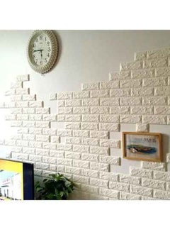 Buy Decorative 3D Brick Wall Sticker White 70x77x1cm in UAE