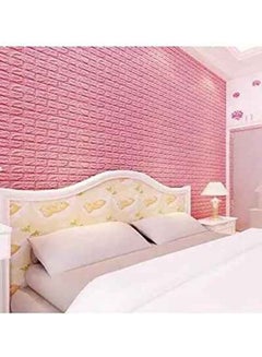 Buy 5 Pieces Decorative 3D Brick Wall Sticker Pink 70x77x1cm in UAE