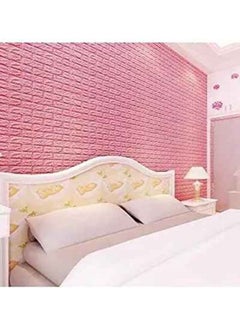 اشتري 5 Pieces Decorative 3D Brick Wall Sticker Pink 70x77x1سم في الامارات