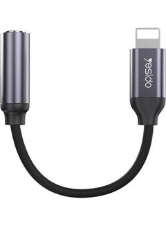 Buy Audio Cable AUX 3.5MM Lightning To Headphone Adapter Black in Saudi Arabia