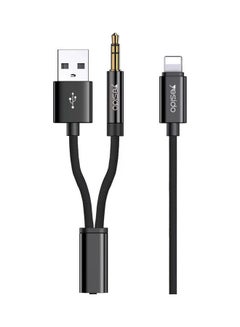 Buy AUX Adapter Lightning To 3.5MM Audio Cable Black in UAE