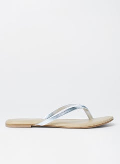 Buy Metallic Flat Sandals Silver in Saudi Arabia