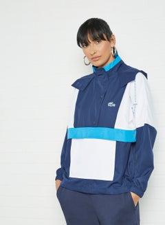 Buy Colourblock Loose Fit Windbreaker Navy/White in UAE