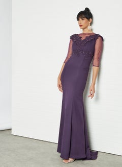 Buy Lace Detail Dress Purple in Egypt