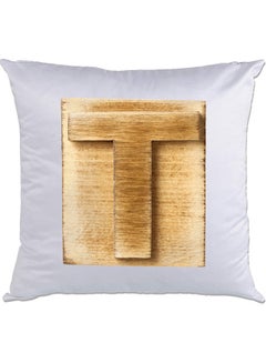 Buy T-Printed Decorative Pillow White/Brown 40 x 40cm in UAE