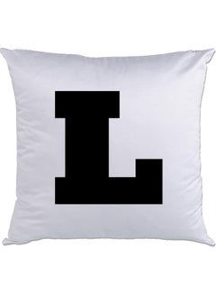 Buy L Printed Cushion White/Black 40x40cm in UAE