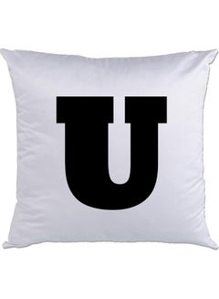 Buy U Printed Cushion White/Black 40x40cm in UAE