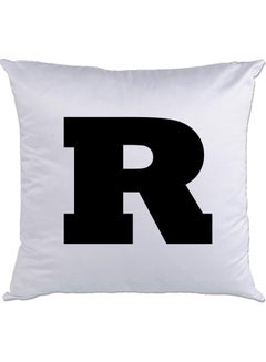 Buy R Printed Cushion White/Black 40x40cm in UAE