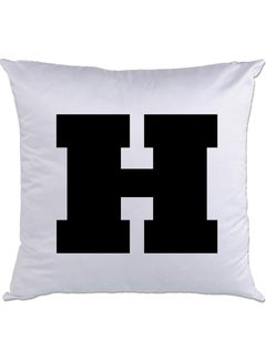 Buy H Printed Cushion White/Black 40x40cm in UAE