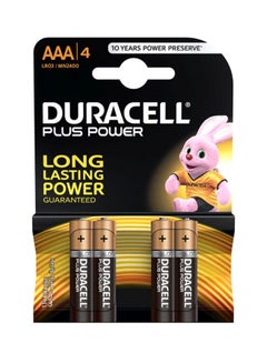 Buy Pack of 4 AAA Plus Power Household Batteries Black/Gold in Saudi Arabia