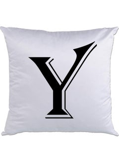 Buy Y Printed Cushion White/Black 40x40cm in UAE