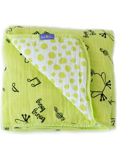 Buy Frog Printed Blanket Cotton Green/Black 90x110cm in UAE