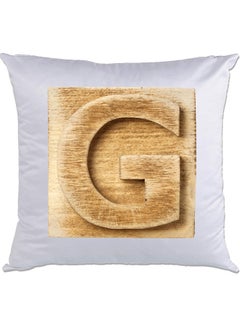 Buy G-Printed Decorative Pillow White/Brown 40 x 40cm in UAE