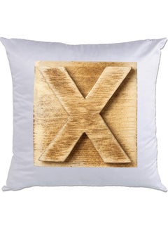 اشتري X-Printed Decorative Pillow White/Brown 40 x 40سم في الامارات