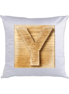 Buy Y-Printed Decorative Pillow White/Brown 40 x 40cm in UAE