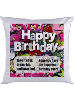 Buy Happy Birthday Printed Cushion Multicolour 40x40cm in UAE