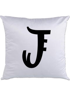 Buy J Printed Cushion White/Black 40x40cm in UAE