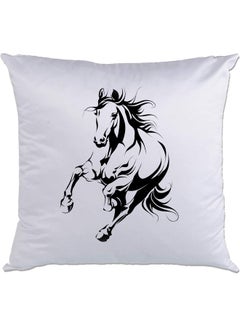 Buy Horse Printed Cushion White/Black 40x40cm in UAE