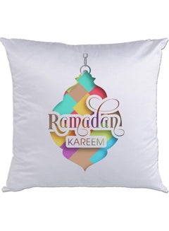 Buy Ramadan Kareem Printed Cushion White/Brown/Yellow 40x40cm in UAE