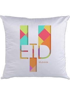 اشتري Eid Mubarak Printed Cushion White/Blue/Red 40x40سم في الامارات